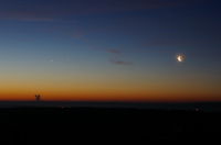 Jupiter und Venus mit Mond. Aufgenommen mit Pentax ist DL2