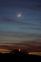 Steinsberg;Abendrot;junger Mond;Pentax ist DL2;aschgraues Mondlicht