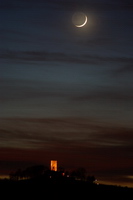 Steinsberg;Abendrot;junger Mond;Pentax ist DL2;aschgrau