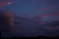 Mond und Wolken im Abendrot,Moon with red cloud in the Sunset