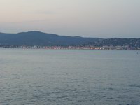 Bucht Saint Tropez,St Tro bei Sonnenuntergang,Blick nach St Maxime